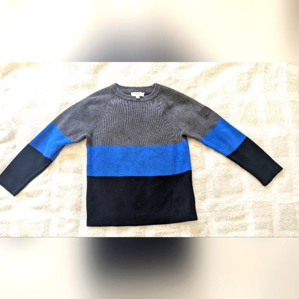 Hugo Boss Color Blocked Crewneck Sweater in Gray Blue and Black, Boy's size 6t